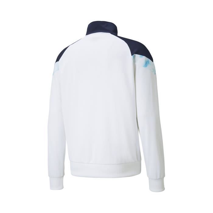 Veste OM Iconic Blanc Bleu 100 Polyester recycl Cdiscount Sport