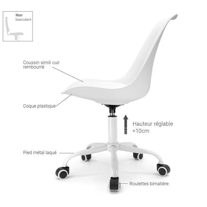Chaise de bureau scandinave 5 roulettes reglables tres bon état - Ameublement Chaise de bureau scandinave 5 roulettes reglables tres bon état - Ameublement