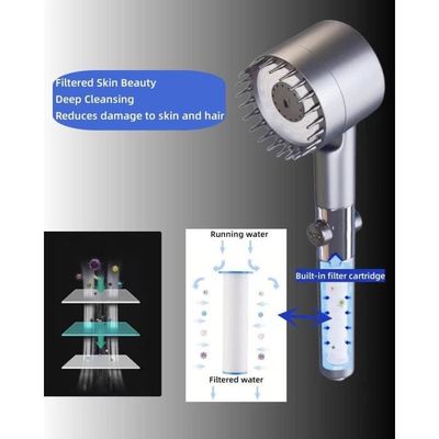 Pommeau De Douche Haute Pression Anti-calcaire - 8 Modes, 120 Mm, économie D'eau, Compatible Tuyau Standard, Argent