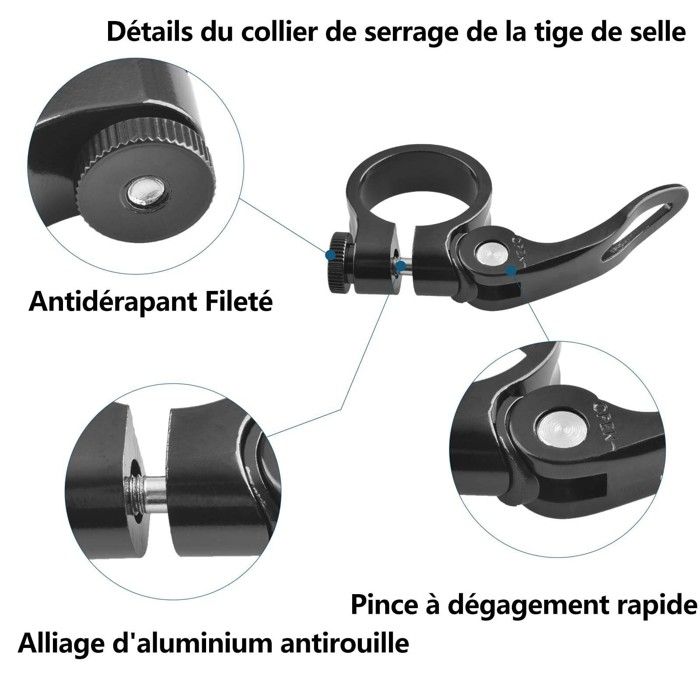 Pince De Tige De Selle En Alu Pour Vélo – Clip De Tube De Selle VTT, BMX, Route