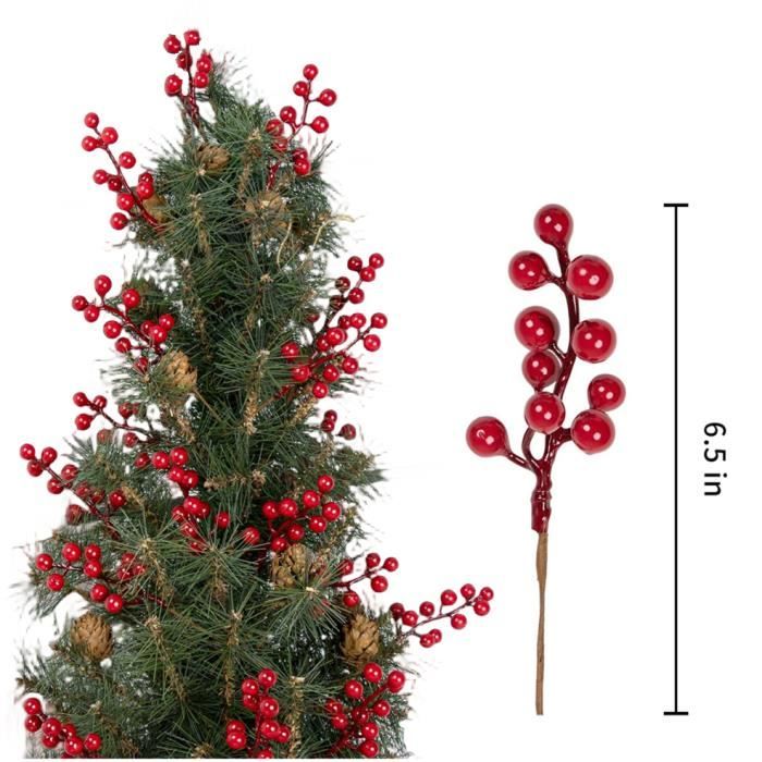 10 Tiges De Baies Rouges Artificielles – Déco Noël Et Mariage – Branches Réalistes Pour Arbre Et Artisanat
