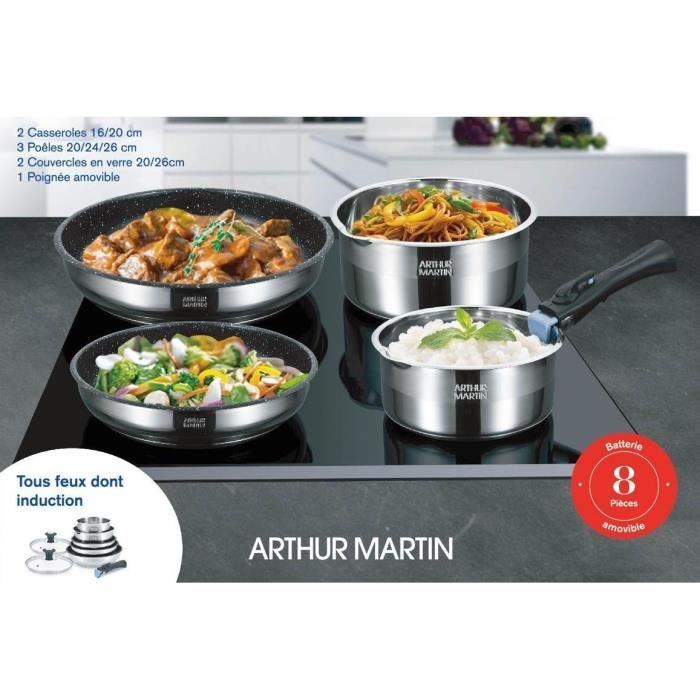 Batterie de cuisine Arthur Martin AM2493 8 pièces - Acier