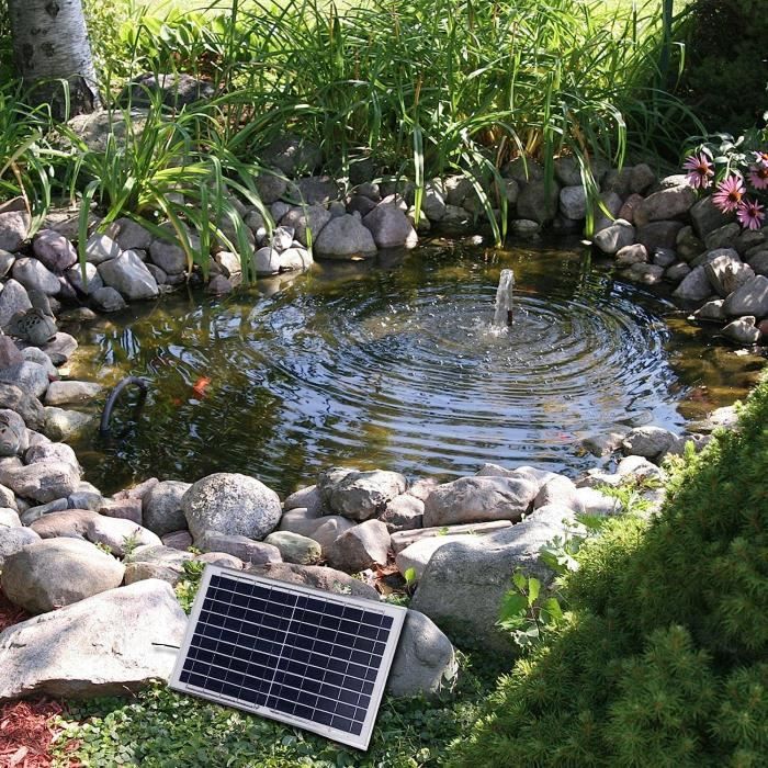 Boadw Fontaine solaire LED avec télécommande 7 W - Pompe solaire de bassin  - Pompe solaire avec 10 styles de fontaine pour jardin, jeux d'eau DIY