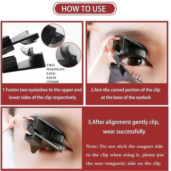 Kit 4 Paires De Faux Cils Magnétiques Réutilisables - Effet 3D Naturel Et Volumineux