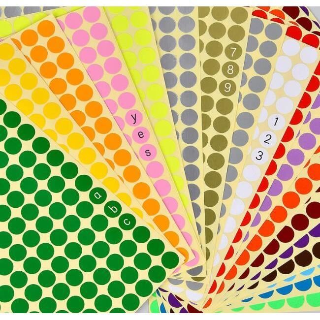 Autocollants Ronds Rmeet 8mm - 16 Feuilles Multicolores - Gommettes Pour Calendrier, Bureau