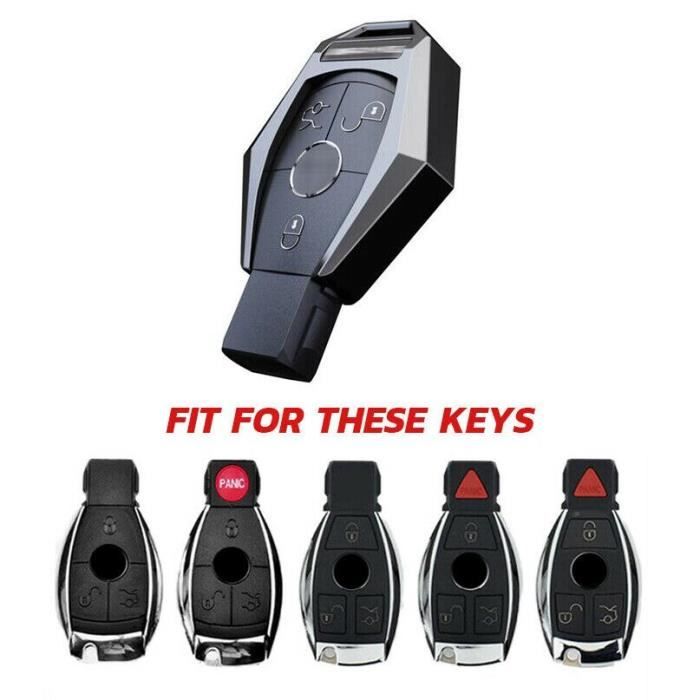 Coque clé,Coque de clé télécommande en alliage de Zinc, 1 pièce, pour  voiture Mercedes Benz W124 W176 W202 W203 - Type A - Silver