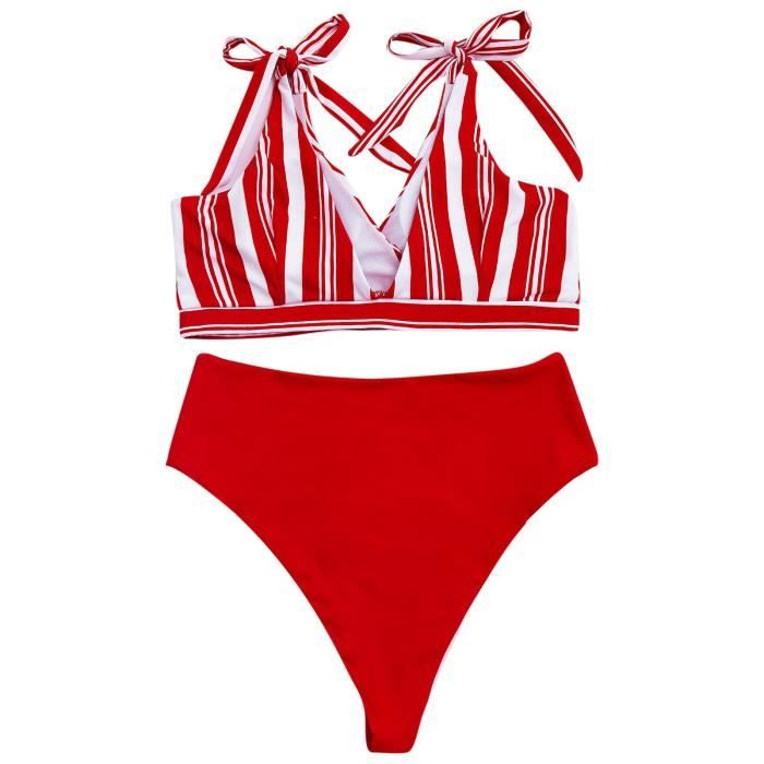 Maillot De Bain Sexy Deux Pi ces Rayures Pour Femmes Bikini Natation 