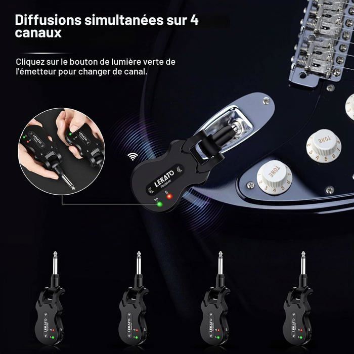 Système De Guitare Sans Fil 2.4 GHz - Portée 30 M, Rechargeable, Ultra Simple Pour Basse Et Guitare électrique