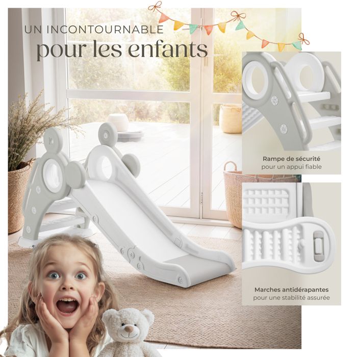 Toboggan enfants - Avec panier de basket en plastique + filet de basket - 106 x 59 x 77 cm Toboggan enfants - Avec panier de basket en plastique + filet de basket - 106 x 59 x 77 cm