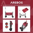 Chariot de Transport Pliable AREBOS - Capacité de charge 100kg - Rouge-3