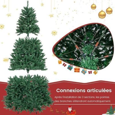 Sapin De Noël Artificiel Enneigé GIANTEX 2,75 M - En PVC Réaliste, Support Métal, Facile à Assembler | Arbre Décoratif Pour Intérieur