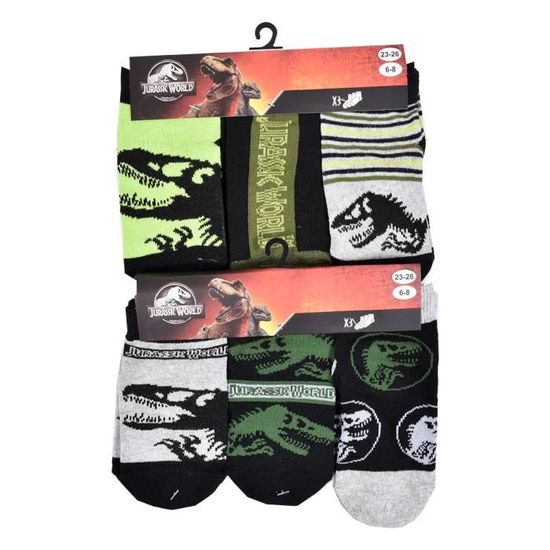 Lot de 5 Paires de chaussettes enfant Jurassic Park - Taille 31/34