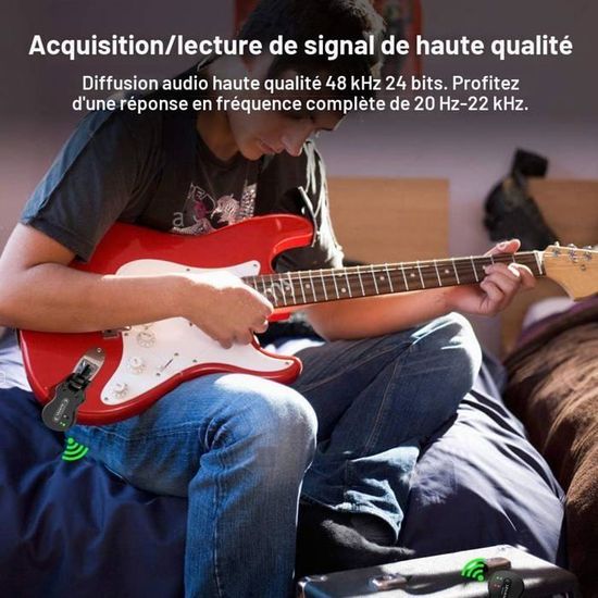 Système Guitare Sans Fil CAHAYA - Émetteur/Récepteur 2,4 GHz, Portée 30m, Boîtier Chargeur - Pour Guitare, Basse