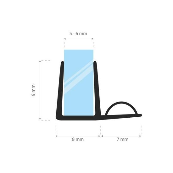 joint d’étanchéité droit PVC UK21 vitre 5/6 / 7 mm STEIGNER Joint de douche pour paroi en verre 200cm 