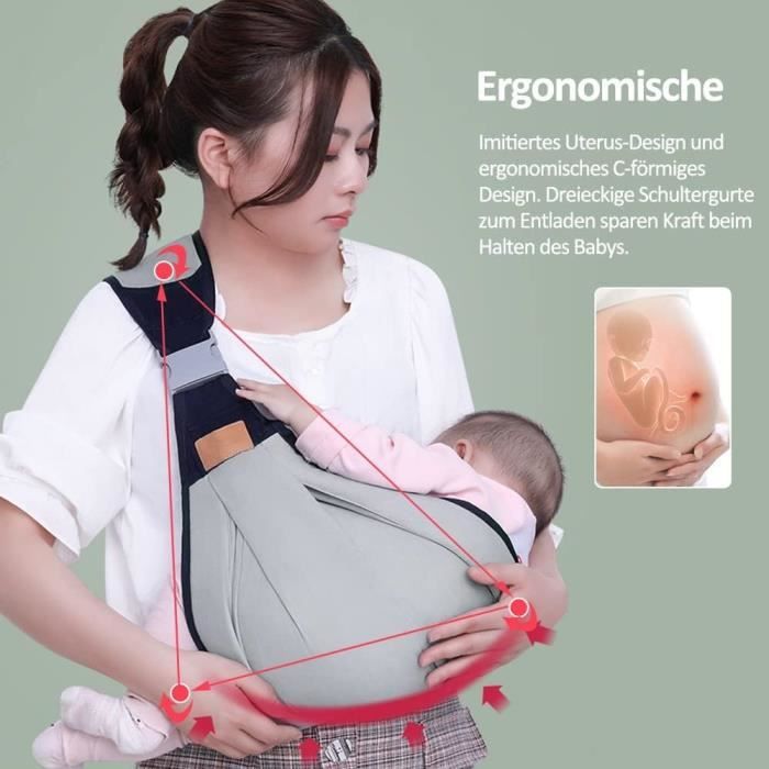 Porte-bébé Ergonomique avec Siège Capuche Amovible Coton Confortable  Respirant Réglable Cadeau Naissance pour Nouveau-Né 0-36 Mois