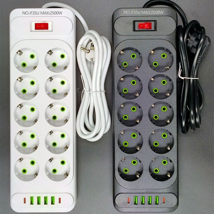 Multiprise USB 10 Prises ,Multiprises Electrique 2500W 10A avec Cable ...