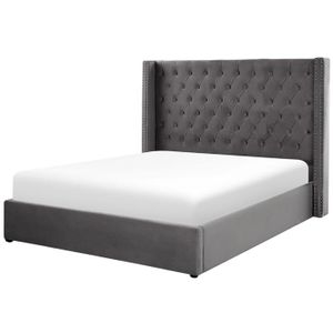Châlit Chesterfield Velours Beige – Lit Double 160x200cm – Palazzo INT
