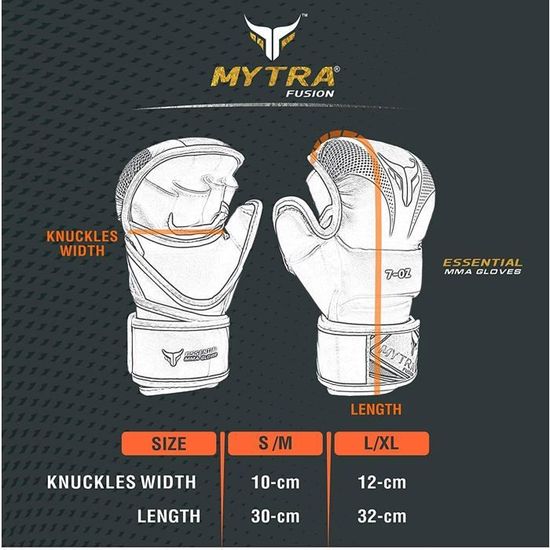 Gants De MMA Mytra Fusion - Paume Ouverte Ventilée, Pour Sparring, Grappling Et Entraînement