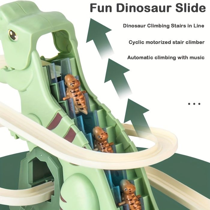Jouet électrique pour escalier de dinosaure - Jouet de piste de course interactif avec lumières et musique pour de plus de 3 ans