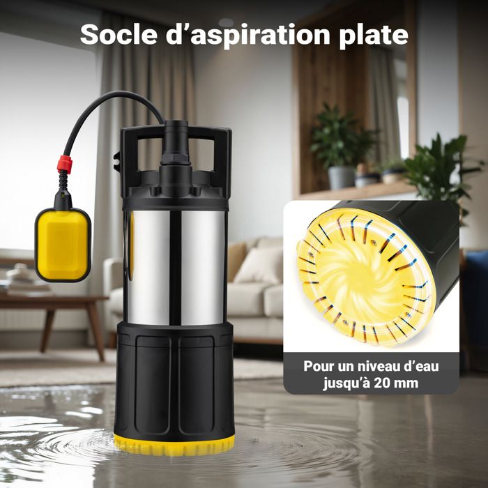 Wiltec - Pompe immergée électrique pour eaux sales - 400 W - Débit 7500 l/h - Refoulement max. 6 Wiltec - Pompe immergée électrique pour eaux sales - 400 W - Débit 7500 l/h - Refoulement max. 6