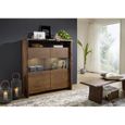 Buffet Avec Vitrine Bois Massif D Acacia Laque Brun Classique