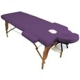 Drap housse de protection 4 pièces en éponge pour table de massage - Violet - Vivezen-0