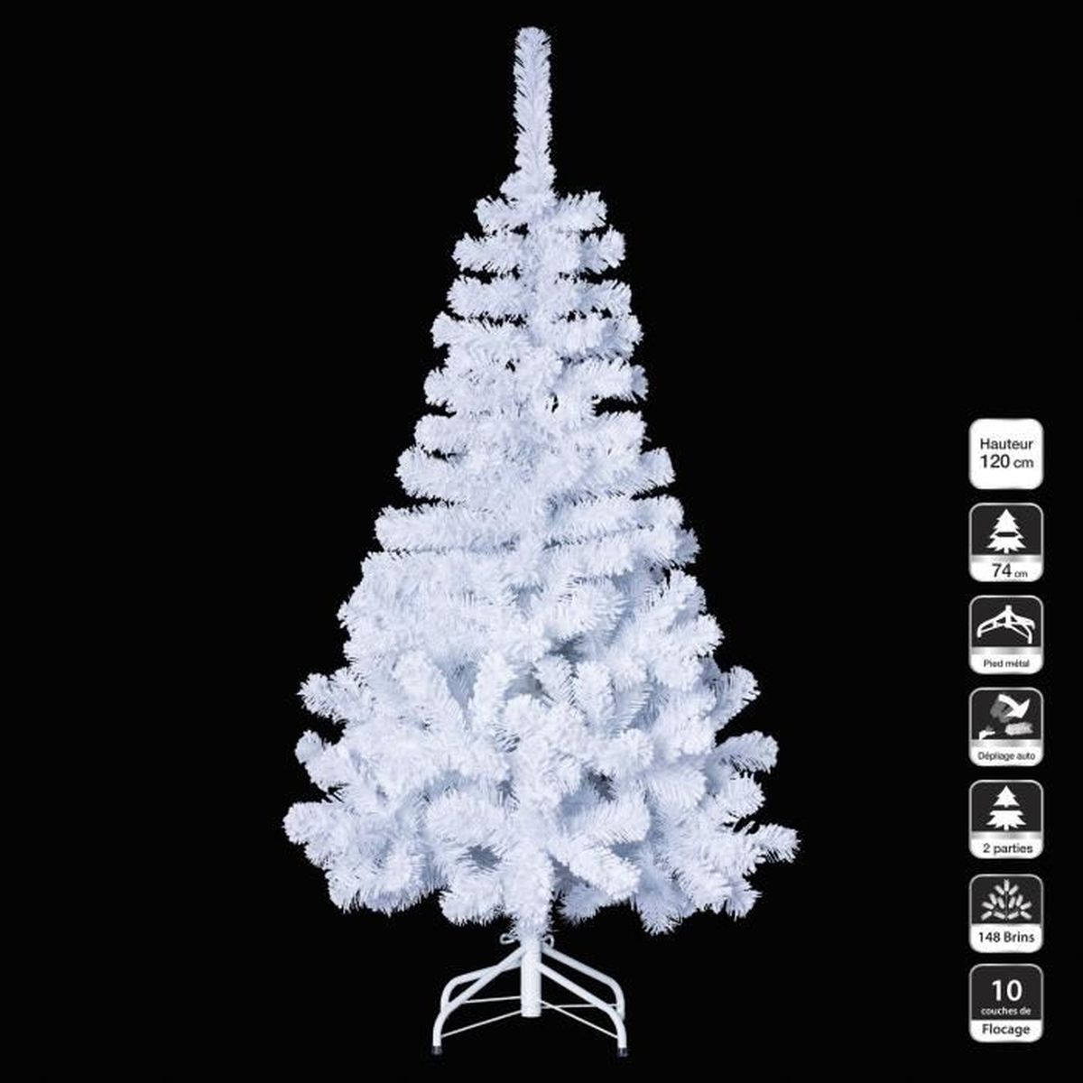 Artificiel Sapin de Noël blanc 180 cm 600 Branches Noël Sapin Advent