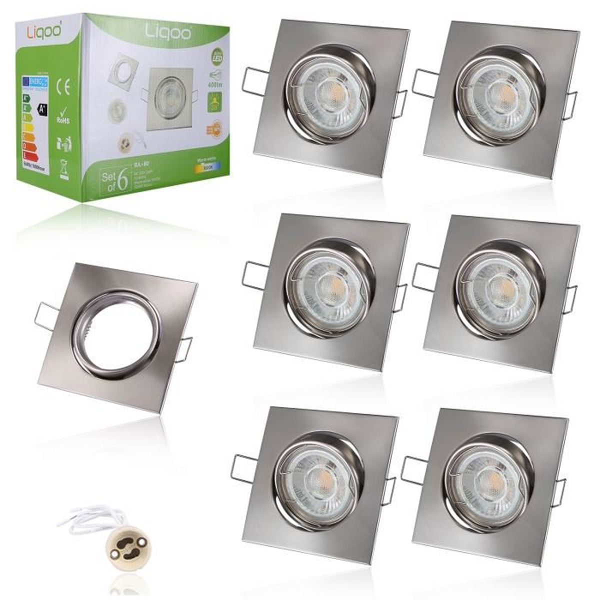 Lot De 3 Spots Encastrables LED MÜLLER Carrés - Blanc Chaud 300 Lm, 5W GU10, IP23