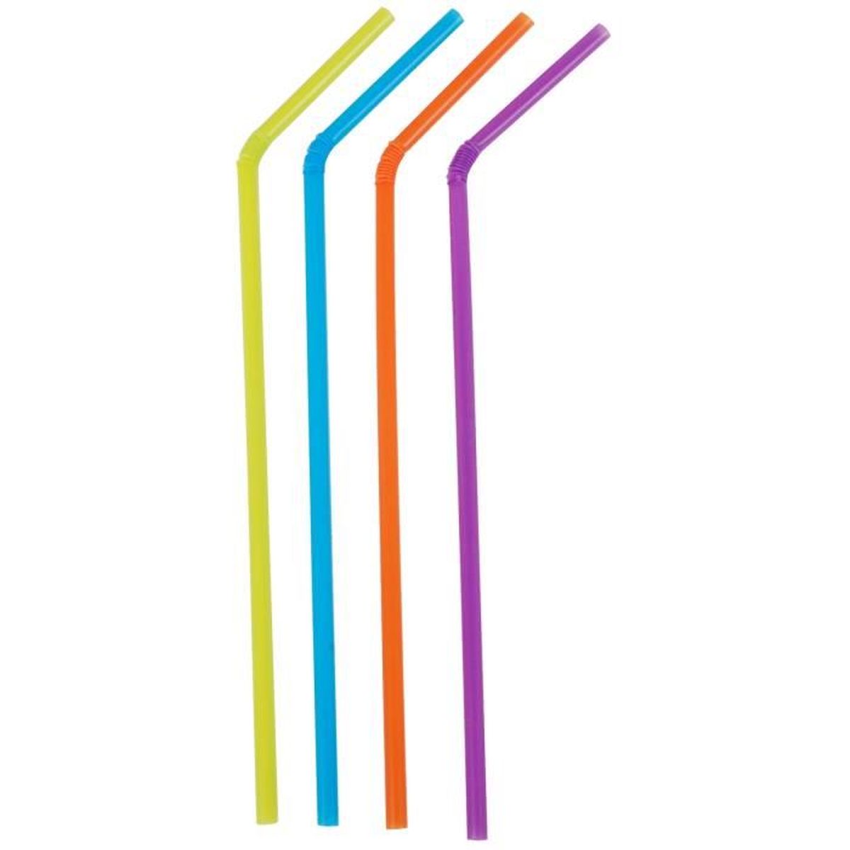 Lot 200 Pailles Fluo Flexibles Spécial Cocktail Rafraichissement