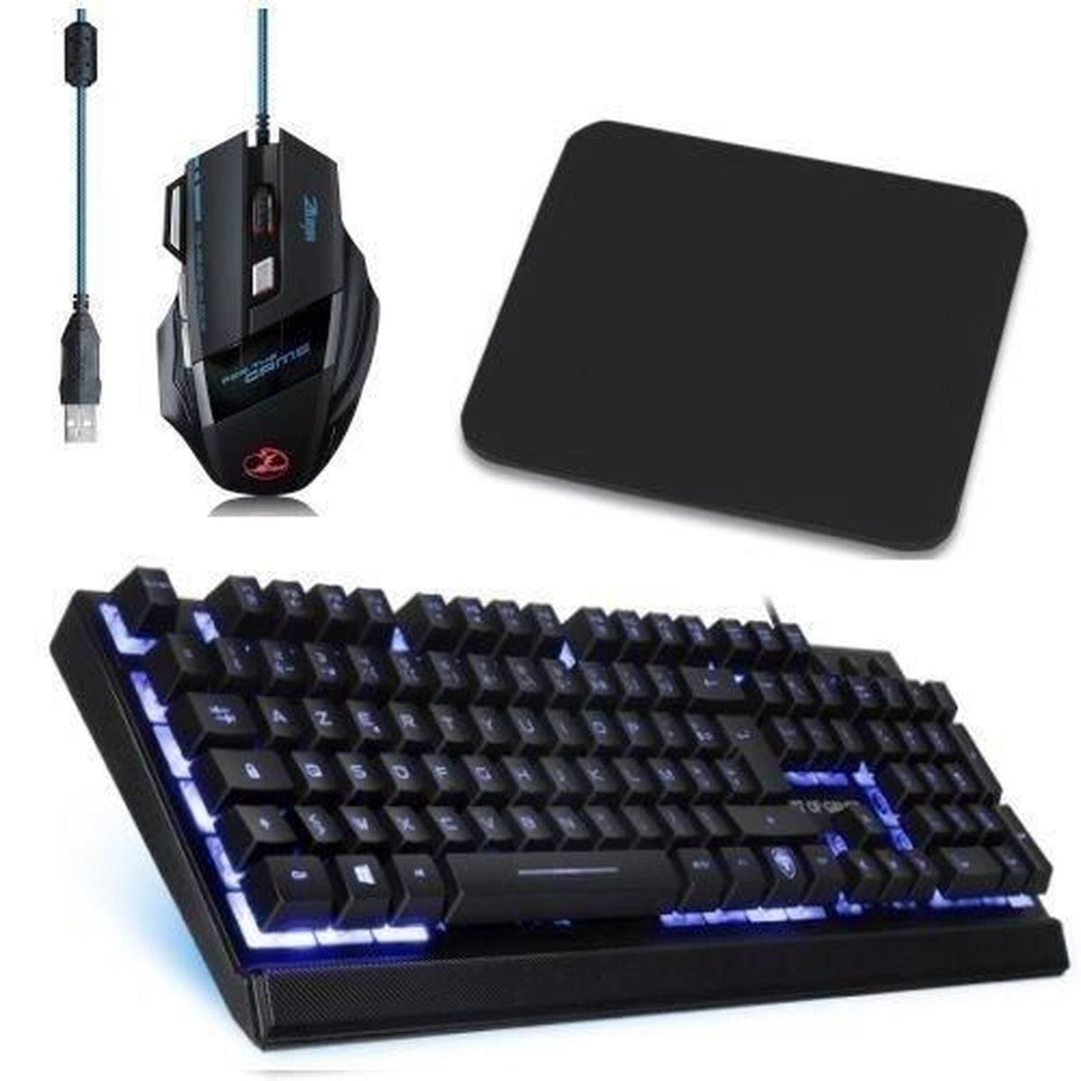 Tapis De Souris Xxl Rgb Logitech Pack Gamer Clavier Usb Retroeclairee Anti Ghosting Souris Usb