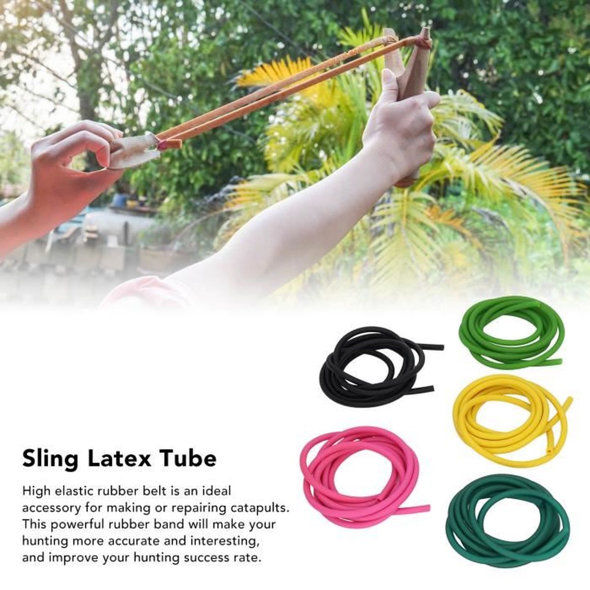 ABI Tube Élastique Latex 1M Naturel / Fronde Lance-pierre / La Chasse - Foto 7