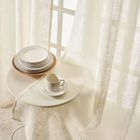 Topfinel Rideau Voilage en Lin 140x225cm à Oeillets Rideau Voilage avec Motif De Croix Décoratif Salon Chambre Cuisine - Cream-2pcs