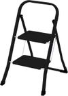 Rijoka Escabeau pliant à 2 marches - Échelle domestique pliable - Acier - Antidérapant - Charge maximale : 150 kg - Noir