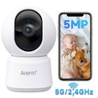 ARENTI 3K/5MP Caméra Surveillance WiFi Intérieur, 2,4GHz/5GHz Caméras WiFi, Vision Nocturne, 355° Caméra Maison, Suivi Automatique