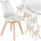Chaises de salle à manger - TECTAKE - Lot de 6 fauteuils repas FRÉDÉRIQUE style scandinave forme ergonomique - Blanc