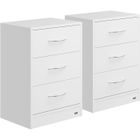 Casaria 2x Table de nuit Blanc 3 tiroirs 54x39x28cm table de chevet chambre à coucher petit meuble intérieur rangement
