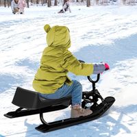 Luge Enfant avec Volant et Frein - Luge Bob Siège en PP - Amortisseur de Choc, Corde de Remorquage - Snowracer Noir