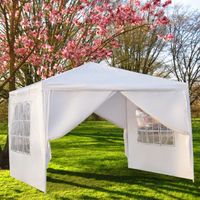 Tonnelle imperméable de jardin-Tente de reception avec 3 cotés-3 x 3m-blanc