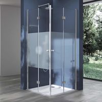 Cabine de douche pare douche design 90x70x190cm Rav26ms avec verre de securite transparent avec bande opaque et son revetement NANO