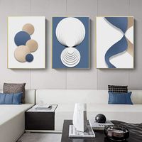 Abstraite Bleu Blanc Or géométrique Mur Art Toile Peinture Impression pour Salon décoration Mur Photos 30x40cmx3 pièces sans Cadre
