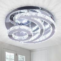 Plafonnier LED Moderne, Lustre En Cristal Pour Salon Salle À Manger, Dimmable, Rond 65W