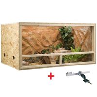 Terrarium OSB, terrarium en bois 120x60x60 cm avec aération latérale [sans garniture, avec pack de sécurité]