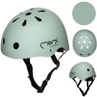 MoMi MIMI - Casque Enfant Vélo Scooter - tour de tête 47-58 cm - ABS EPS - mentonnière réglable - Vert mat