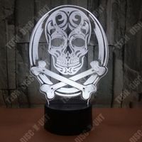TD® Lampe Crâne d'Halloween tactile coloré 3D veilleuse lampe de table stéréo 3D créative - lampe veilleuse décoration hollogrames