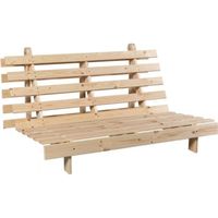 Structure futon bois naturel 90x200 - Terre de Nuit - Lattes apparentes - 3 positions