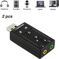 [2pcs] USB 2.0 Virtual 7.1 Channel Stereo Audio Adapter Carte Son Externe avec 3,5 mm Ports Audio et Microphone et Touches