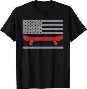 SKATEBOARD - LONGBOARD Skateboard Skateboard Drapeau Américain Skateboarder T-Shirt.[Z1698]
