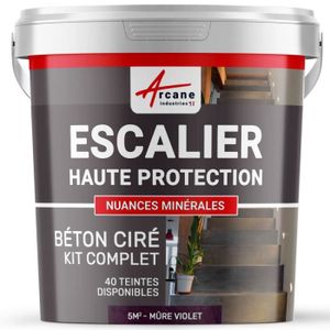 PEINTURE - VERNIS Béton Ciré Escalier - Kit Complet avec primaire et vernis ARCANE INDUSTRIES Mure - Violet - kit 5 m2 (2 couches)