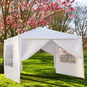 TONNELLE - BARNUM Tonnelle imperméable de jardin-Tente de reception avec 3 cotés-3 x 3m-blanc