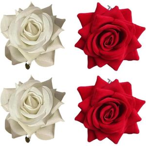 Broche Fleur En Tissu Rouge Avec Métal Doré Et Strass - Superbe - Neuf Sans Emballage